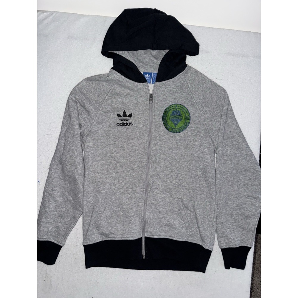 Adidas Seattle Sounders Hoodie Men's Small Gray Full Zip MLS Soccer Jacket